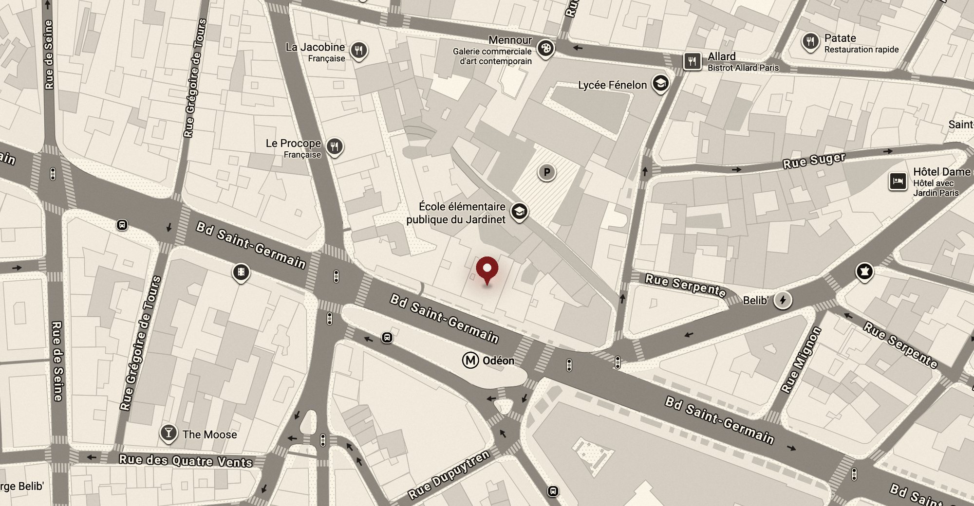 Location map of Dr Auroy's practice, 126 boulevard Saint-Germain, Paris